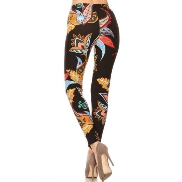 LEGGINGS DEPOT Paisley Print full length Leggings Size 18 NWT - Picture 2 of 5